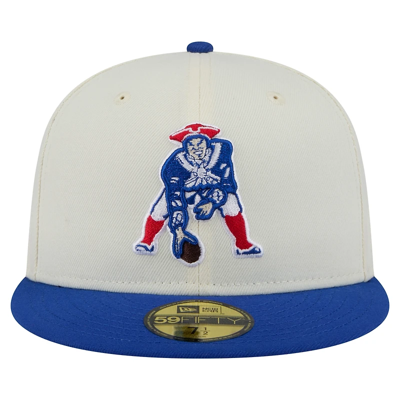 Casquette ajustée New Era England Patriots Throwback Main 59FIFTY pour homme, blanc/bleu roi
