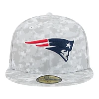 Men's New Era  White England Patriots 2025 Salute to Service Fan Pack 59FIFTY Fitted Hat
