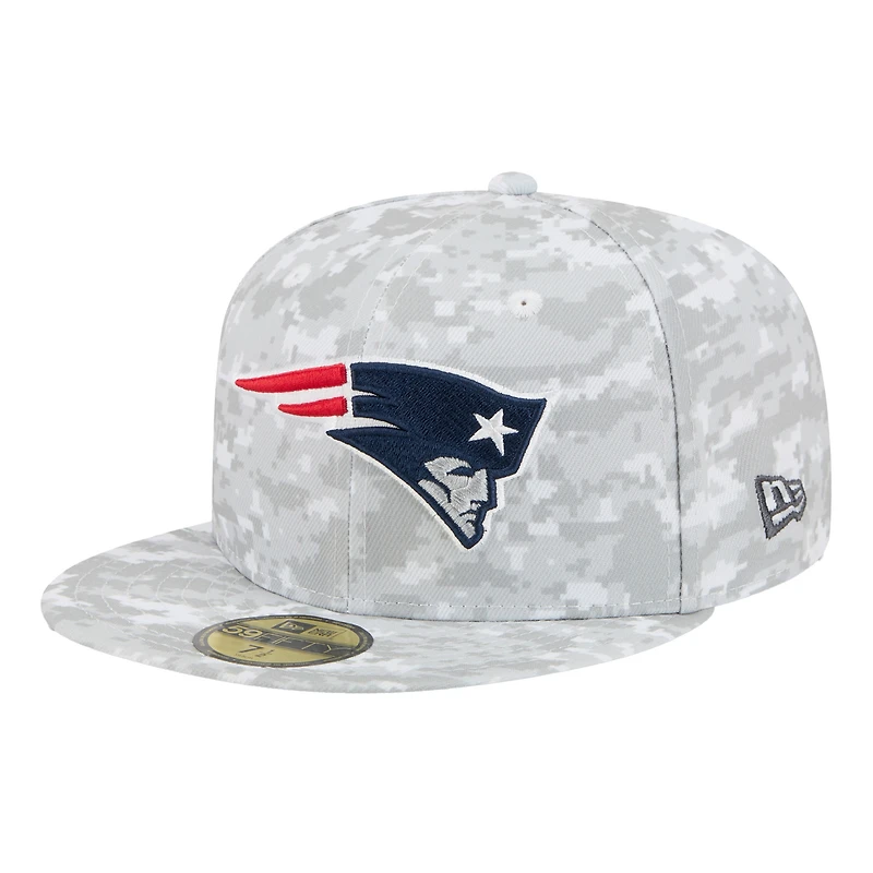 Men's New Era  White England Patriots 2025 Salute to Service Fan Pack 59FIFTY Fitted Hat
