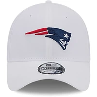 Casquette flexible principale 39THIRTY des New England Patriots Era pour hommes, blanche