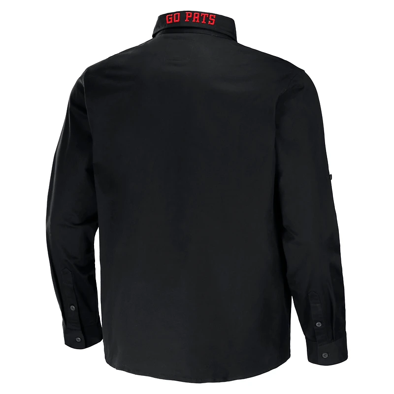 Collection NFL x Darius Rucker pour hommes par Fanatics Chemise boutonnée à manches longues en sergé convertible noire des New England Patriots