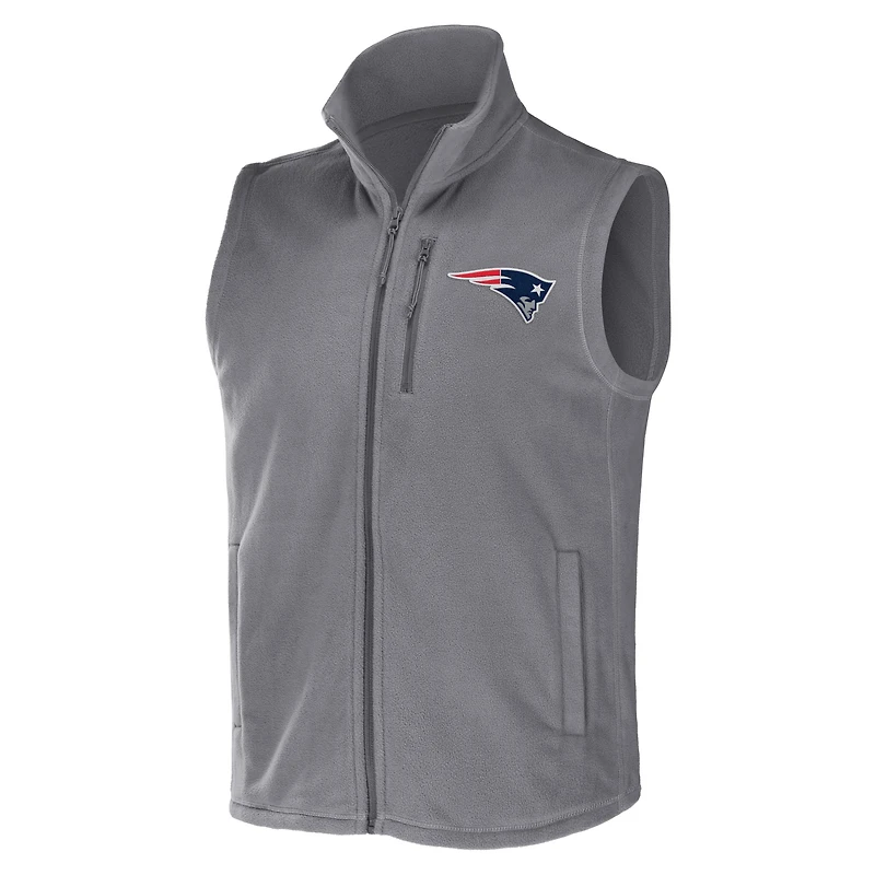 Men's NFL x Darius Rucker Collection by Fanatics Gray New England Patriots Polar Fleece Full-Zip Vest