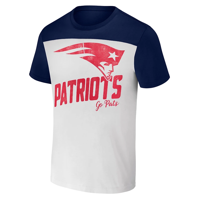 Men's NFL x Darius Rucker Collection by Fanatics White/Navy New England Patriots Colorblocked T-Shirt