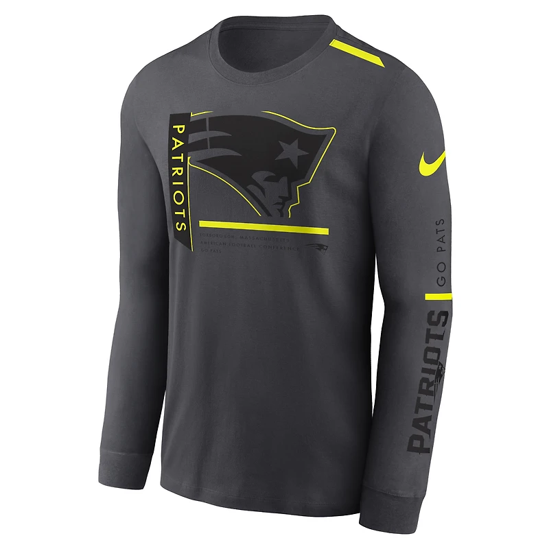 Men's Nike Anthracite New England Patriots Volt Performance Long Sleeve T-Shirt