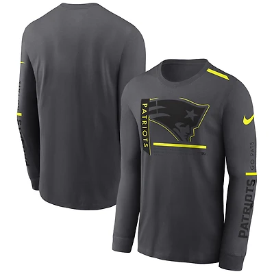 T-shirt à manches longues Nike New England Patriots Volt Performance pour homme, anthracite