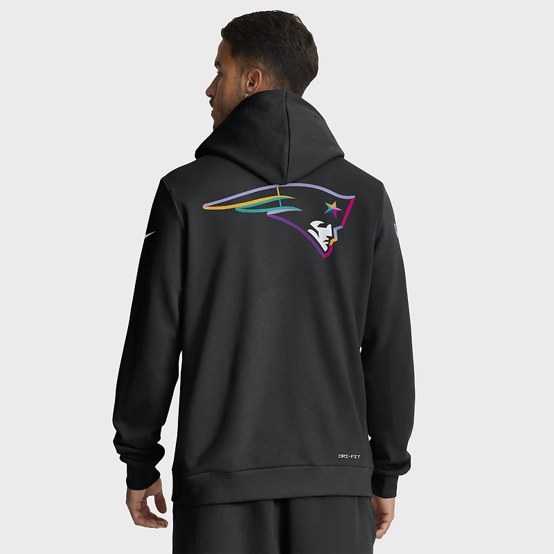 Sweat à capuche Nike noir NFL Crucial Catch Sideline Dri-FIT pour homme, New England Patriots 2025