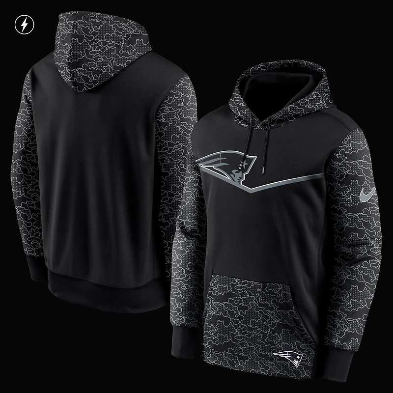 Chandail à capuchon performance chevrons RFLCTV des Patriots de la Nouvelle-Angleterre Nike pour homme - Noir
