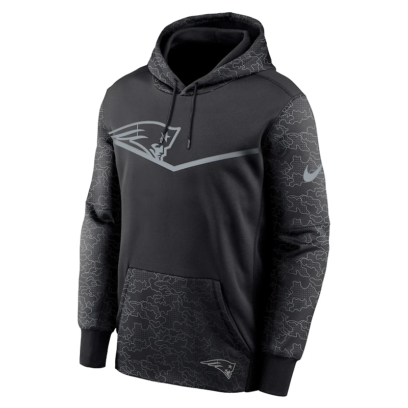 Chandail à capuchon performance chevrons RFLCTV des Patriots de la Nouvelle-Angleterre Nike pour homme - Noir