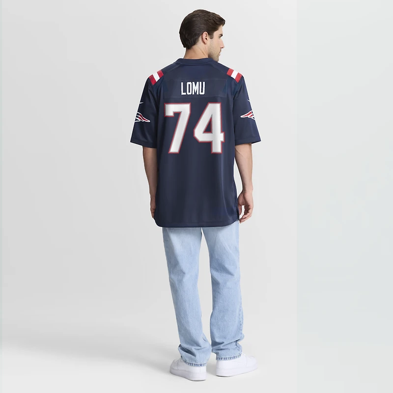 Men's Nike Caleb Lomu Navy New England Patriots 2026 NFL Draft First Round Pick No. 28 Team Game Jersey