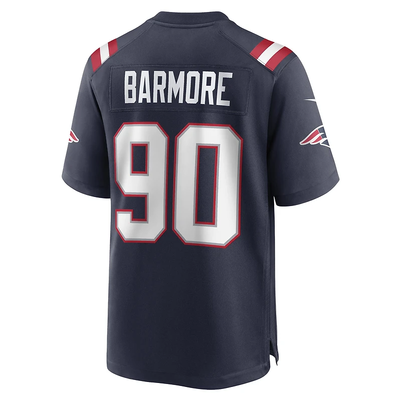 Men's Nike Christian Barmore Navy New England Patriots Player Game Jersey