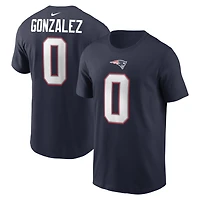 Men's Nike Christian Gonzalez Navy New England Patriots Player Name & Number T-Shirt