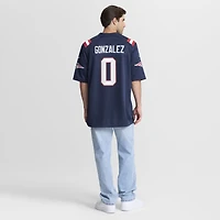 Maillot de match Nike Christian Gonzalez bleu marine des New England Patriots pour homme