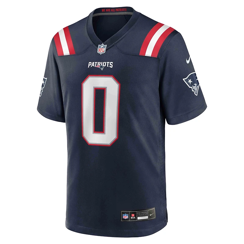 Men's Nike Christian Gonzalez  Navy New England Patriots Team Game Jersey