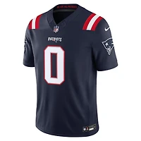 Men's Nike Christian Gonzalez Navy New England Patriots Vapor F.U.S.E. Stitched Limited Jersey