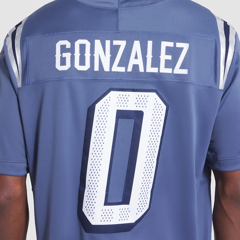 Men's Nike Christian Gonzalez Storm Blue New England Patriots 2025 Rivalries Collection Limited Jersey