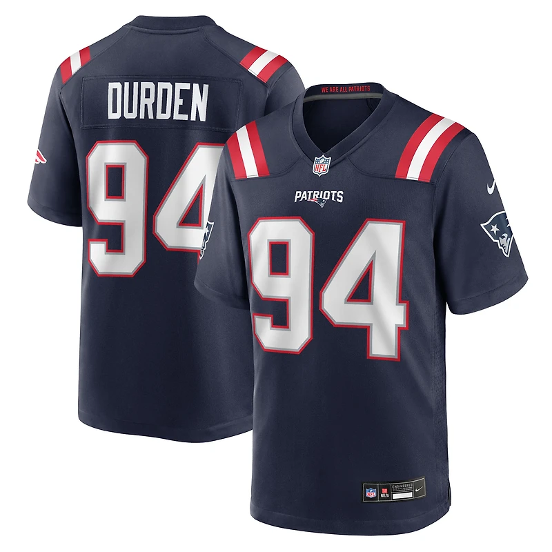 Maillot Nike Cory Durden bleu marine pour homme des New England Patriots