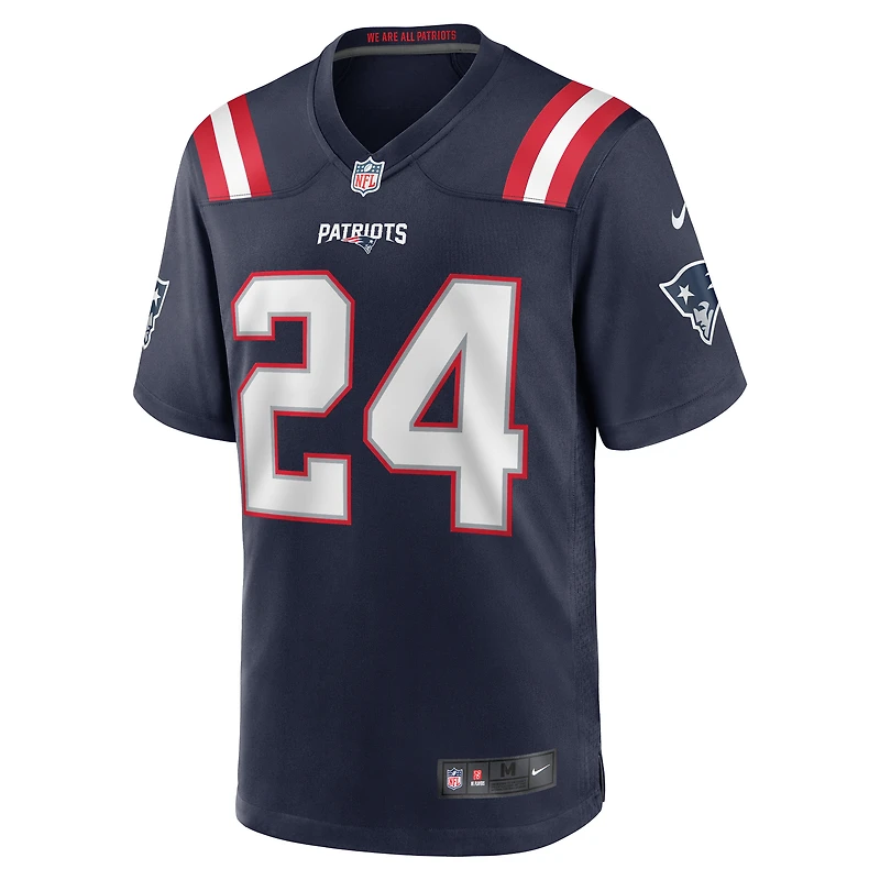 Maillot de match Nike Dell Pettus bleu marine des New England Patriots pour homme