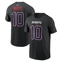 Men's Nike Drake Maye Black New England Patriots Carbon Name & Number T-Shirt