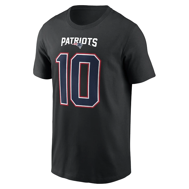 Men's Nike Drake Maye Black New England Patriots Carbon Name & Number T-Shirt