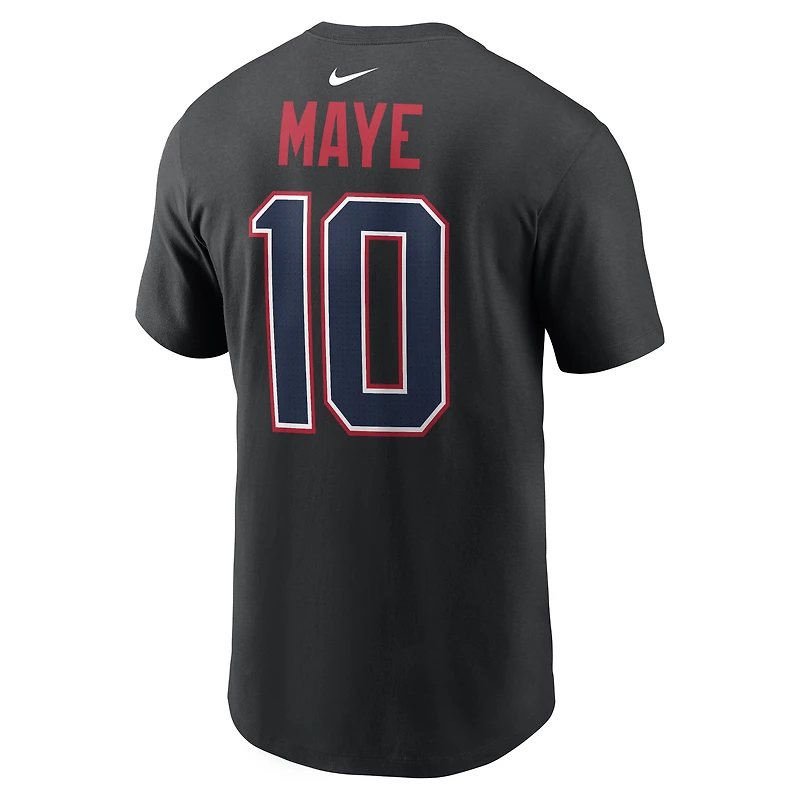Men's Nike Drake Maye Black New England Patriots Carbon Name & Number T-Shirt