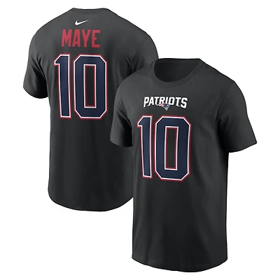 Men's Nike Drake Maye Black New England Patriots Carbon Name & Number T-Shirt