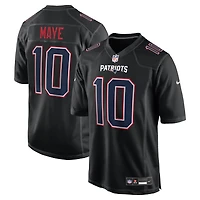 Maillot de match Nike Drake Maye Carbon Black New England Patriots pour homme