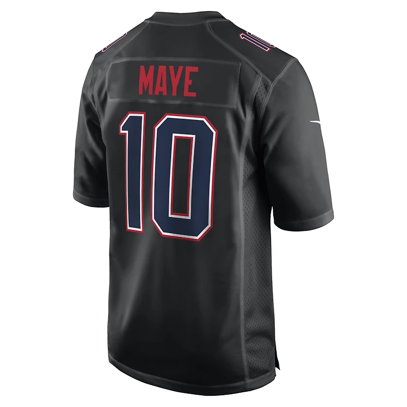 Men's Nike Drake Maye Carbon Black New England Patriots Fashion Game Jersey