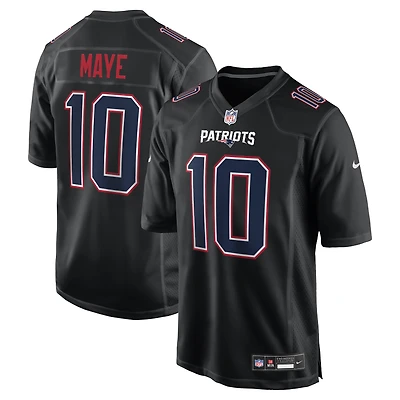 Men's Nike Drake Maye Carbon Black New England Patriots Fashion Game Jersey
