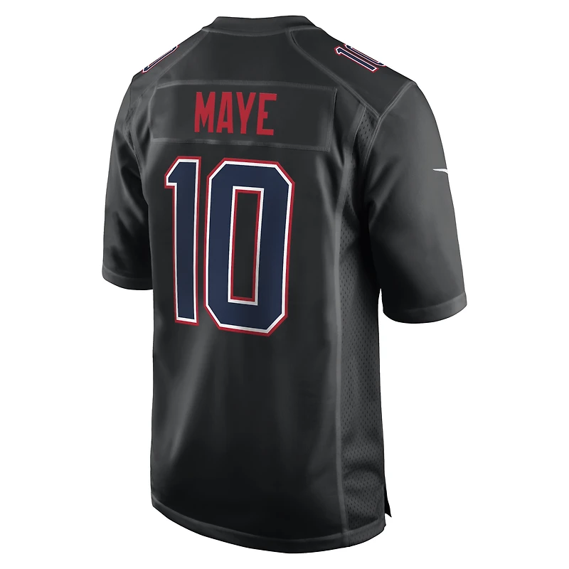 Men's Nike Drake Maye Carbon Black New England Patriots Game Jersey