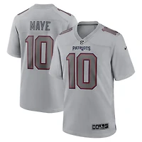 Men's Nike Drake Maye Gray New England Patriots Atmosphere Fashion Game Jersey