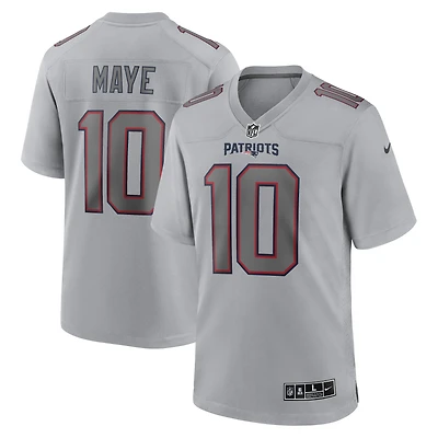 Maillot de match Nike Drake Maye gris New England Patriots Atmosphere Fashion pour homme
