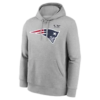 Men's Nike Drake Maye Heather Gray New England Patriots Super Bowl LX Patch Name & Number Hoodie