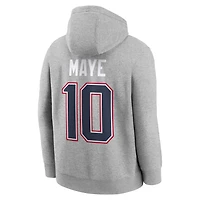 Men's Nike Drake Maye Heather Gray New England Patriots Super Bowl LX Patch Name & Number Hoodie