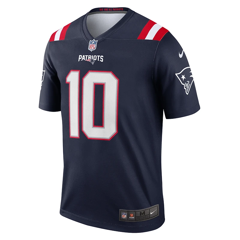 Haut Nike Drake Maye bleu marine pour homme, Legend Player Performance des New England Patriots