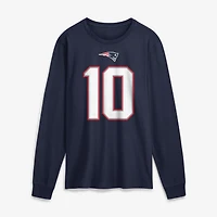 Men's Nike Drake Maye Navy New England Patriots Name & Number Long Sleeve T-Shirt