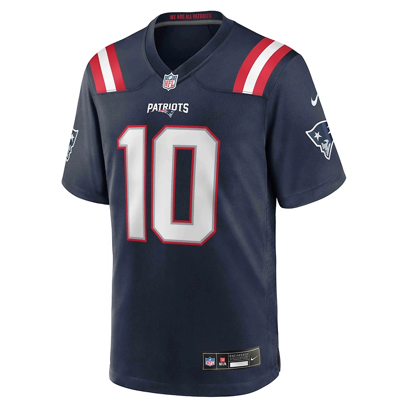 Men's Nike Drake Maye Navy New England Patriots Player Game Jersey