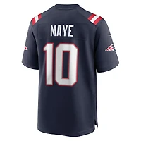 Maillot de match Nike Drake Maye bleu marine des New England Patriots pour homme