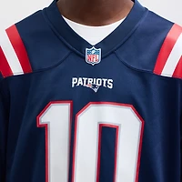 Maillot de jeu Nike Drake Maye bleu marine pour homme des New England Patriots