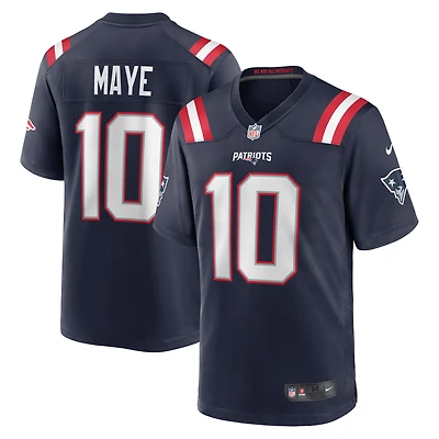 Maillot de jeu Nike Drake Maye bleu marine pour homme des New England Patriots