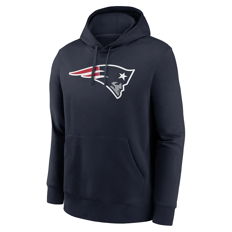 Sweat à capuche polaire Nike Drake Maye bleu marine pour homme, avec nom et numéro du joueur des New England Patriots
