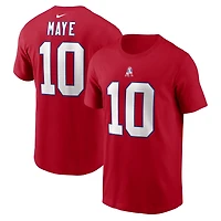 Men's Nike Drake Maye Red New England Patriots Name & Number T-Shirt