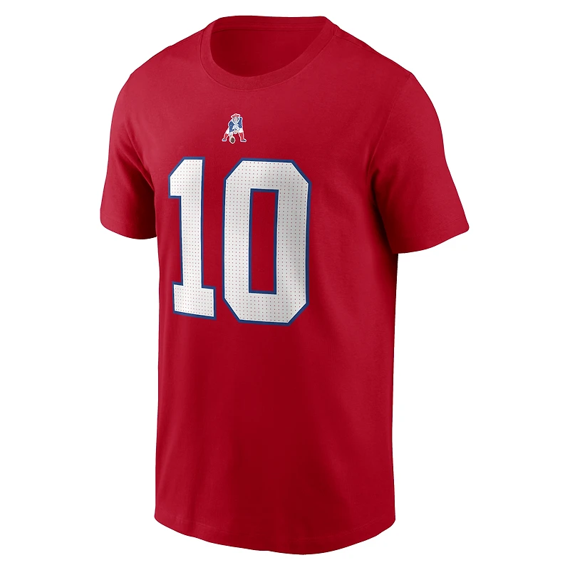 Men's Nike Drake Maye Red New England Patriots Name & Number T-Shirt