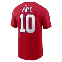 Men's Nike Drake Maye Red New England Patriots Name & Number T-Shirt