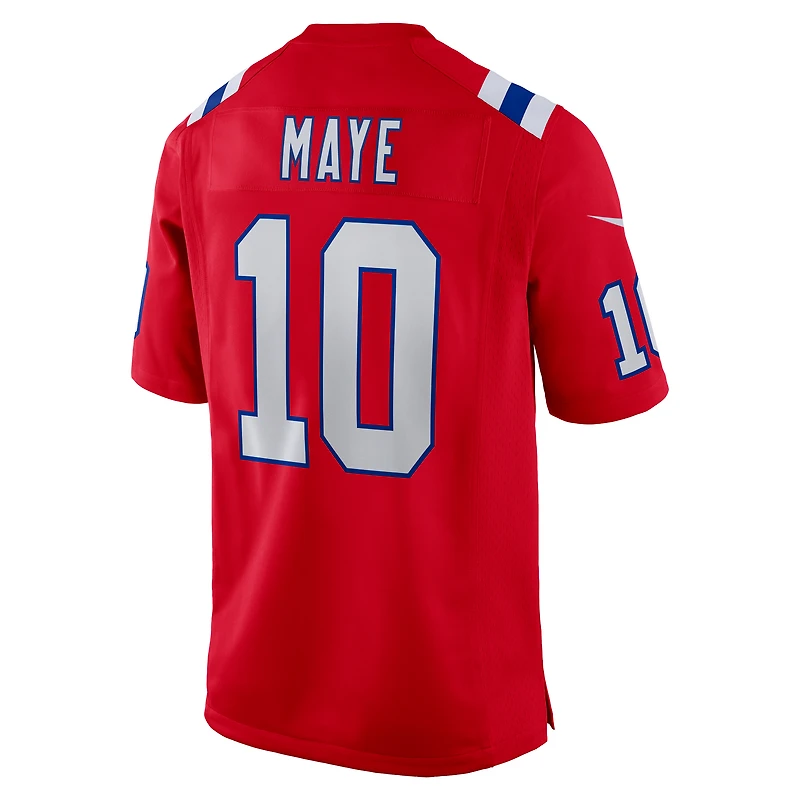 Maillot de jeu Nike Drake Maye rouge New England Patriots pour homme