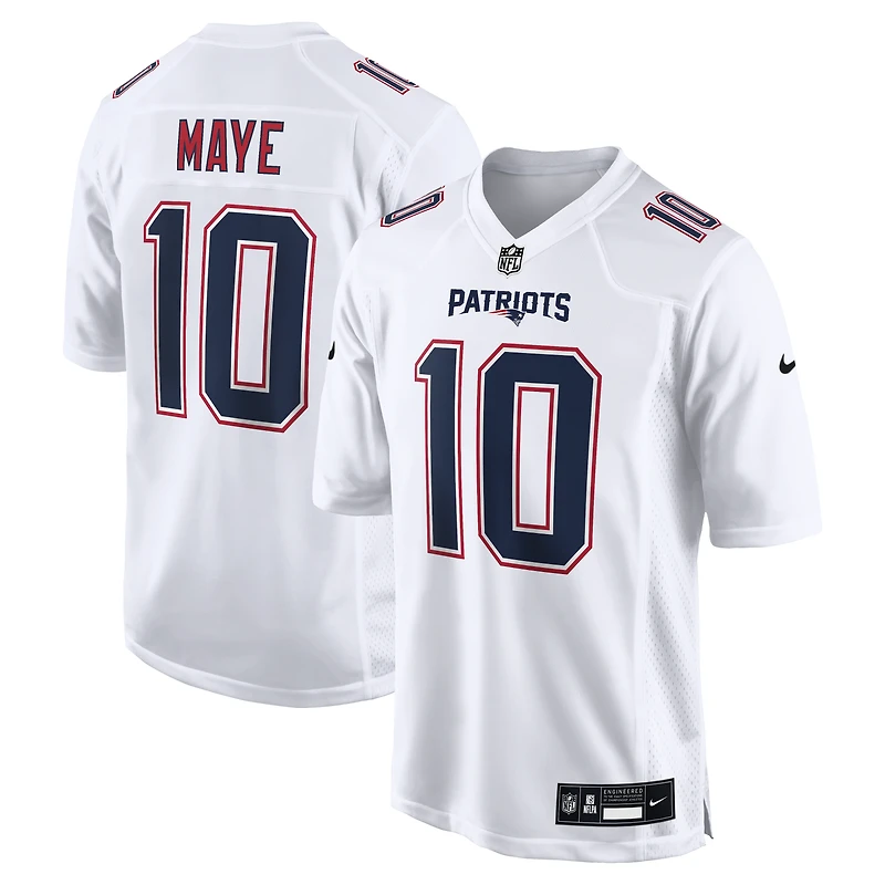 Maillot de match Nike Drake Maye Tundra blanc des New England Patriots pour homme
