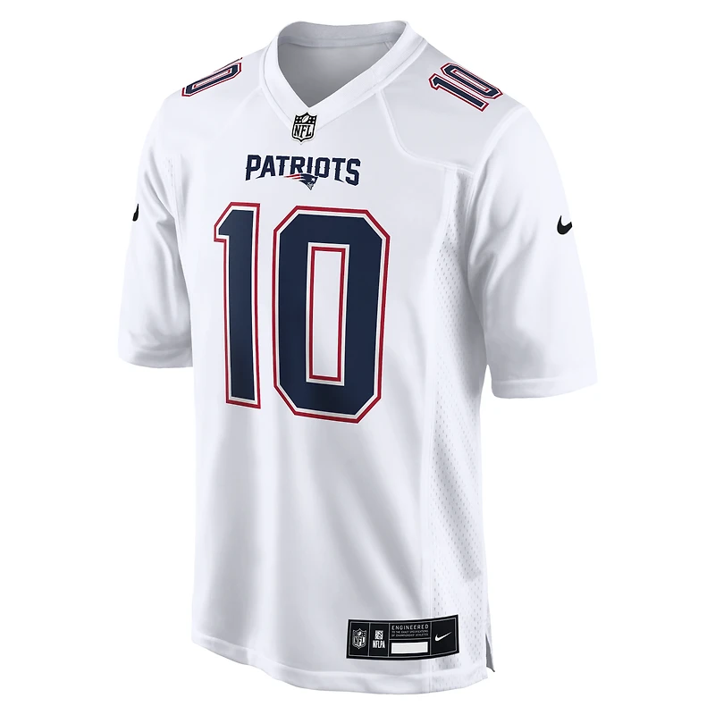 Maillot de match Nike Drake Maye Tundra blanc des New England Patriots pour homme
