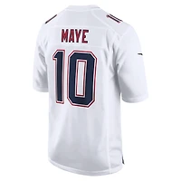 Men's Nike Drake Maye Tundra White New England Patriots Game Jersey