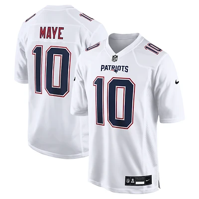 Men's Nike Drake Maye Tundra White New England Patriots Game Jersey