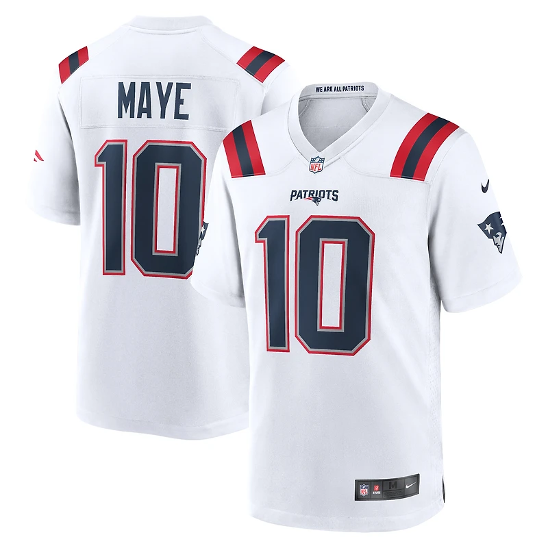 Men's Nike Drake Maye White New England Patriots  Player Game Jersey
