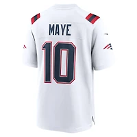 Men's Nike Drake Maye White New England Patriots  Player Game Jersey